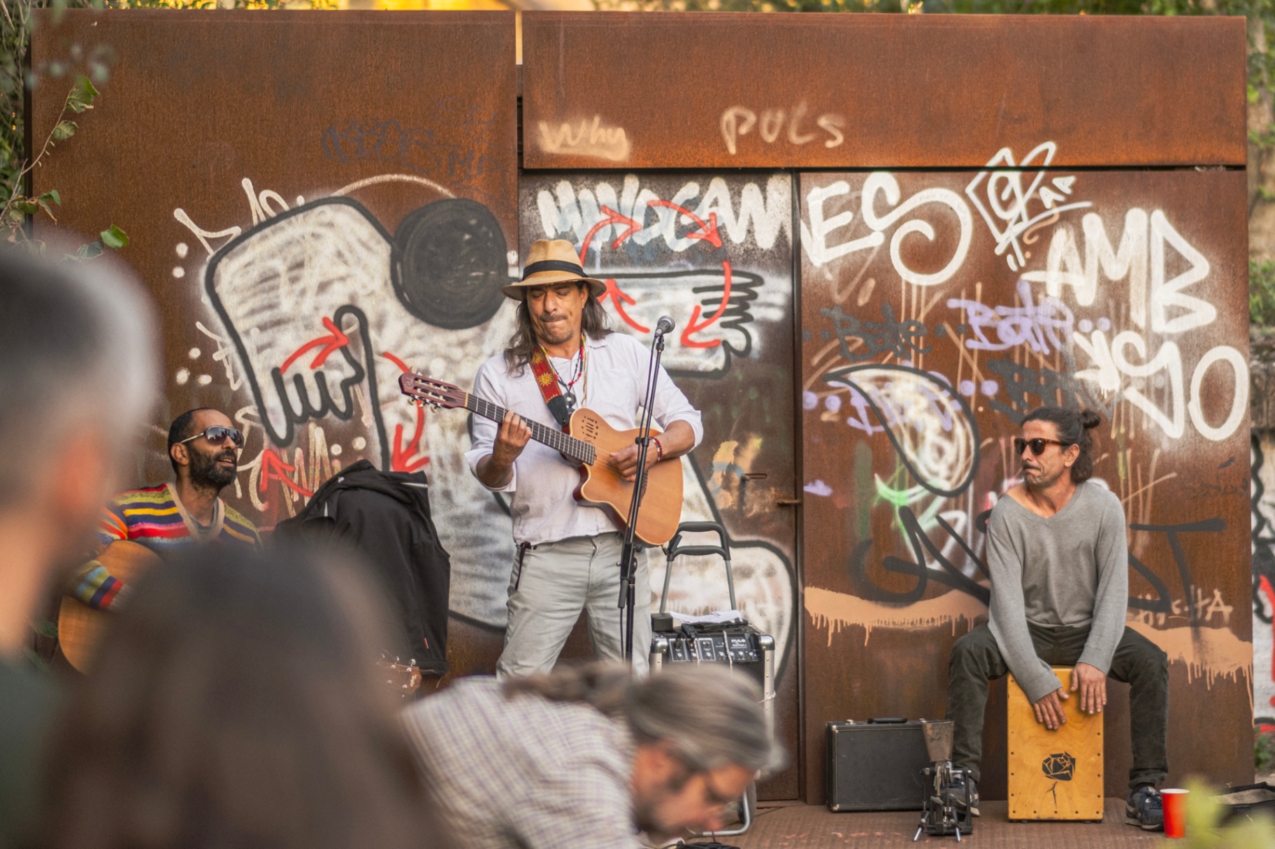 Live music against the graffiti wall